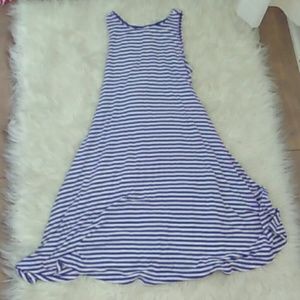 Blue and white striped dress